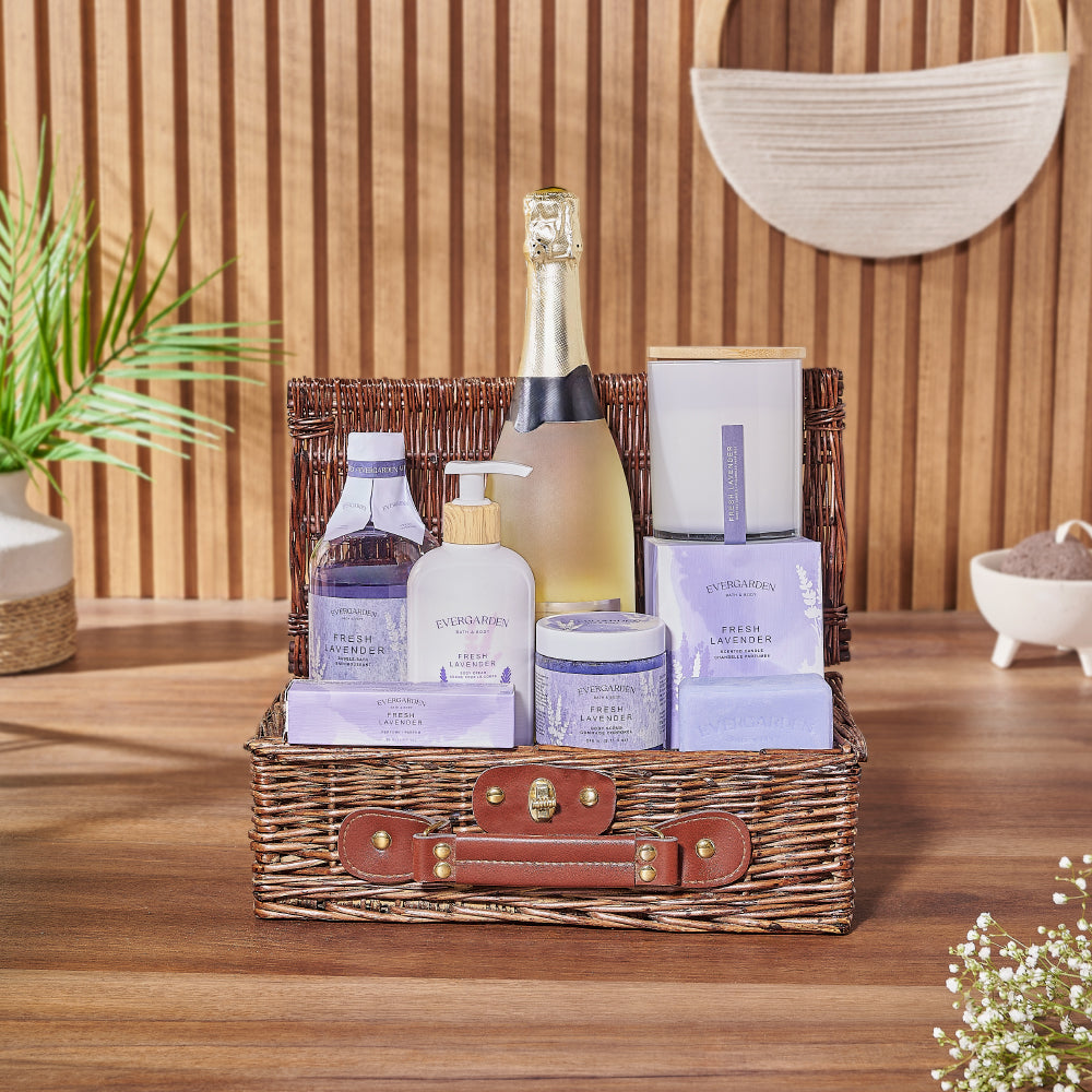 Sparkling Wine with Spa Basket – how the gift is presented