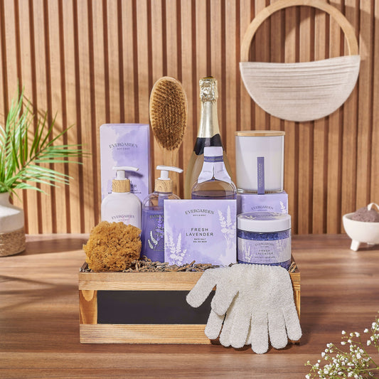 With the Deluxe Lavender & Champagne Spa Gift Set from Washington Baskets - Washington delivery