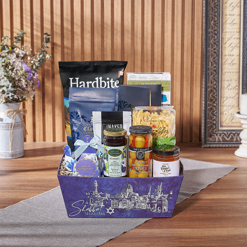 The Basket of Kosher Treats offers a delightful array of snacks, making it an ideal choice for sending your well wishes to a friend, family member, or colleague, Washington delivery