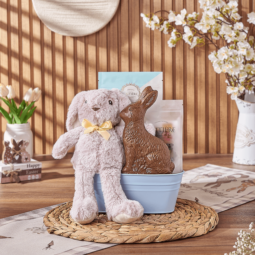 Blue Easter Bunny Gift Basket, chocolate gift, chocolate, easter gift, easter, Washington delivery