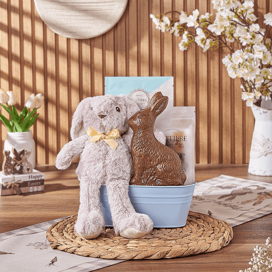 Blue Easter Bunny Gift Basket, chocolate gift, chocolate, easter gift, easter, Washington delivery