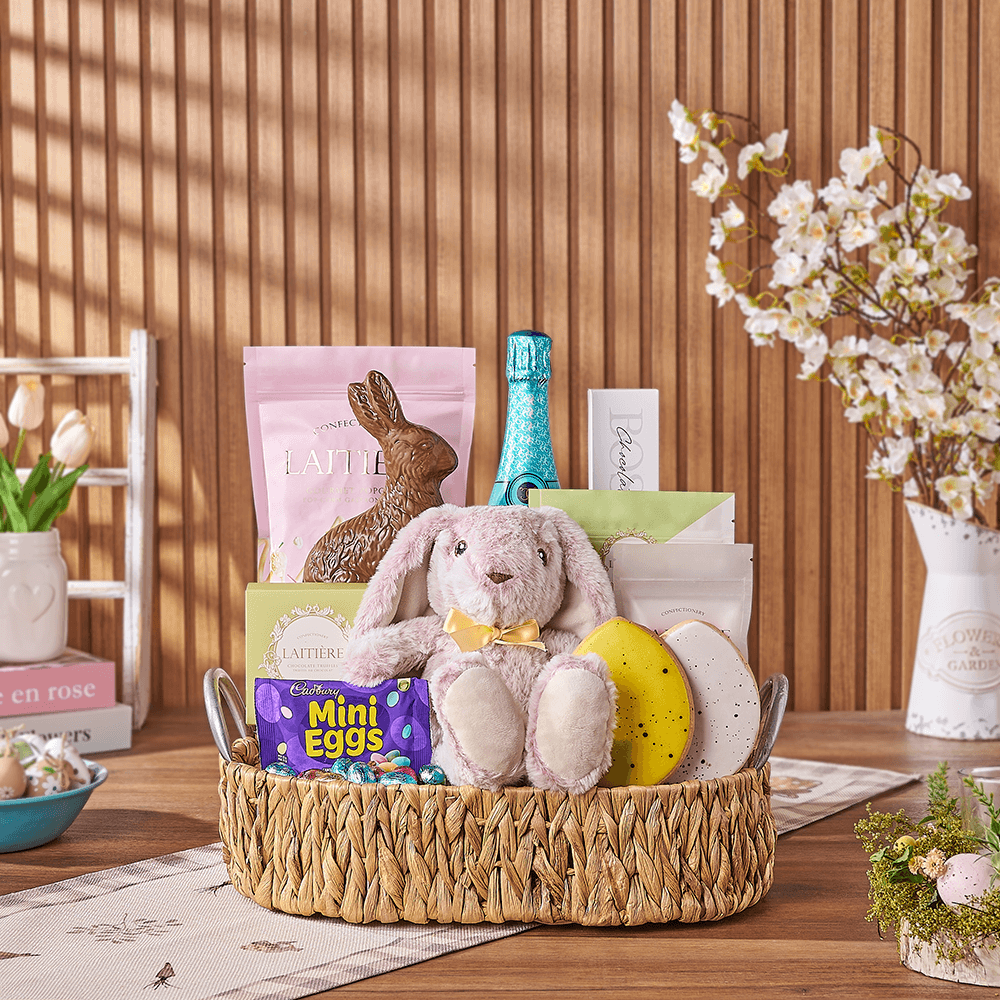 Sparkling Wine and Easter Bunny Basket – how the gift is presented