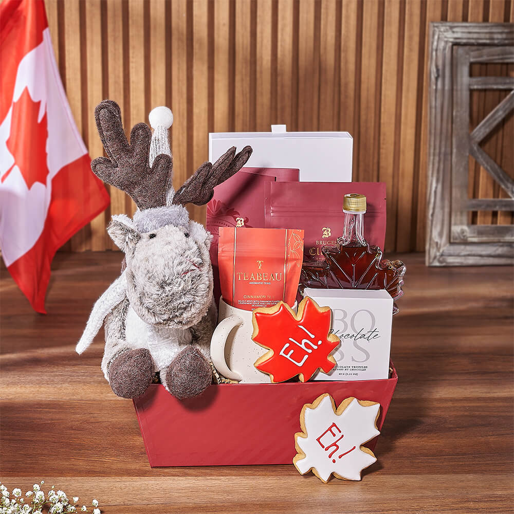 Gourmet Chocolate and Tea Gift Basket for Canada Day – how the gift is presented