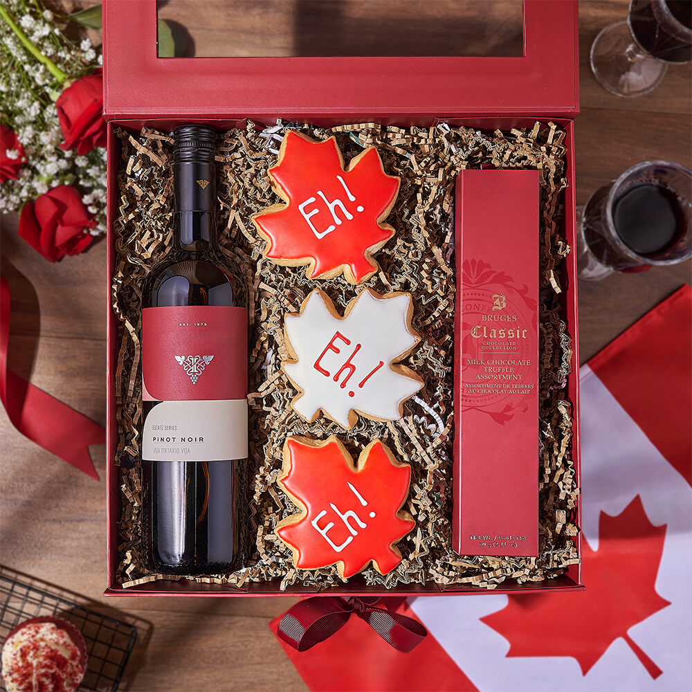 Wine and Festive Cookies Gift Box – how the gift is presented