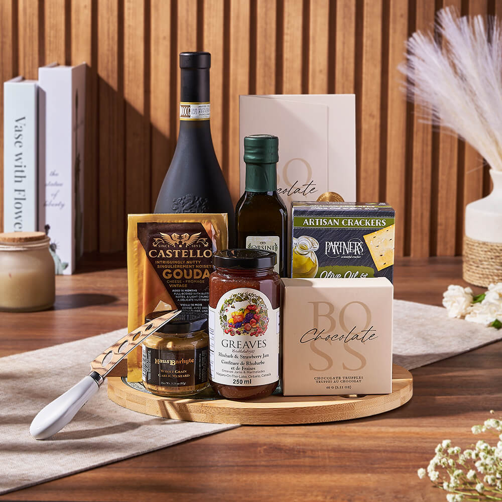Wine with Olive Oil and Chocolates – how the gift is presented