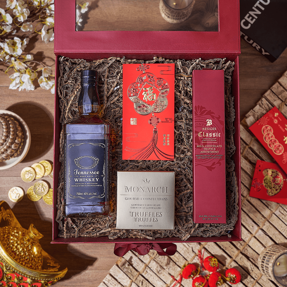 Chinese New Year Spirits & Chocolate Box, chinese new year gift, chinese new year, lunar new year gift, lunar new year, liquor gift, liquor, Washington delivery