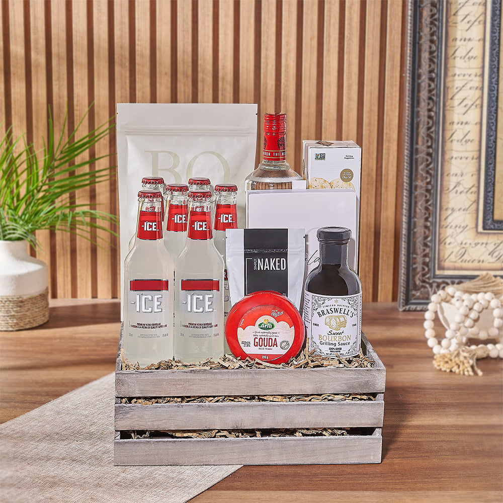 Vodka Cheese Truffle Crate – how the gift is presented