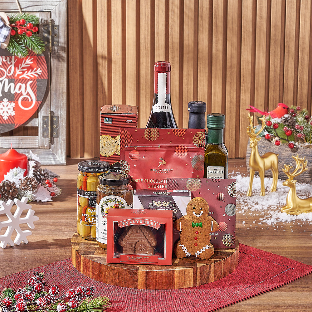Holiday Wine Gift with Olive Oil – how the gift is presented