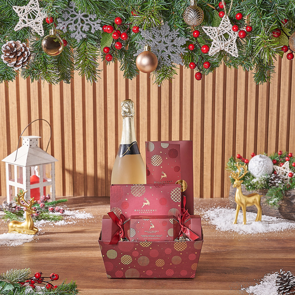 Sparkling Wine and Festive Hollyberry – how the gift is presented