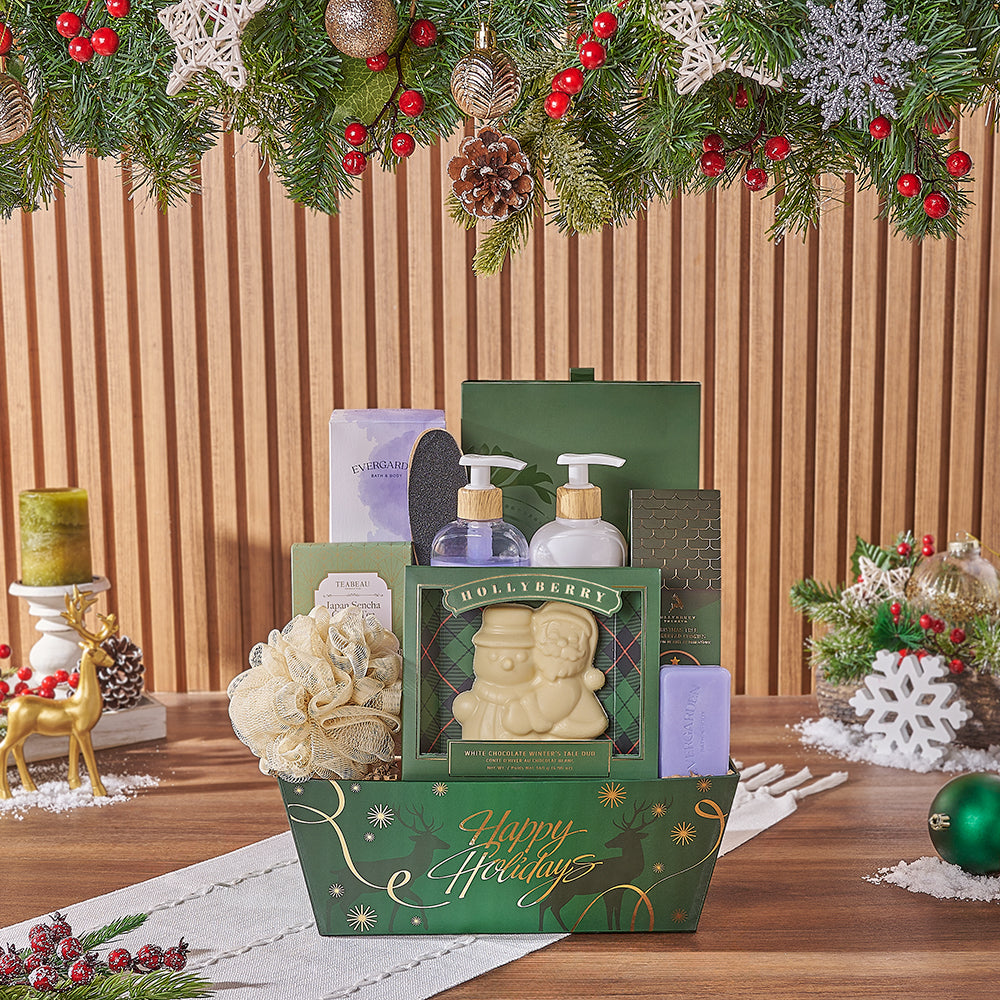 Christmas Treats and Spa Basket – how the gift is presented