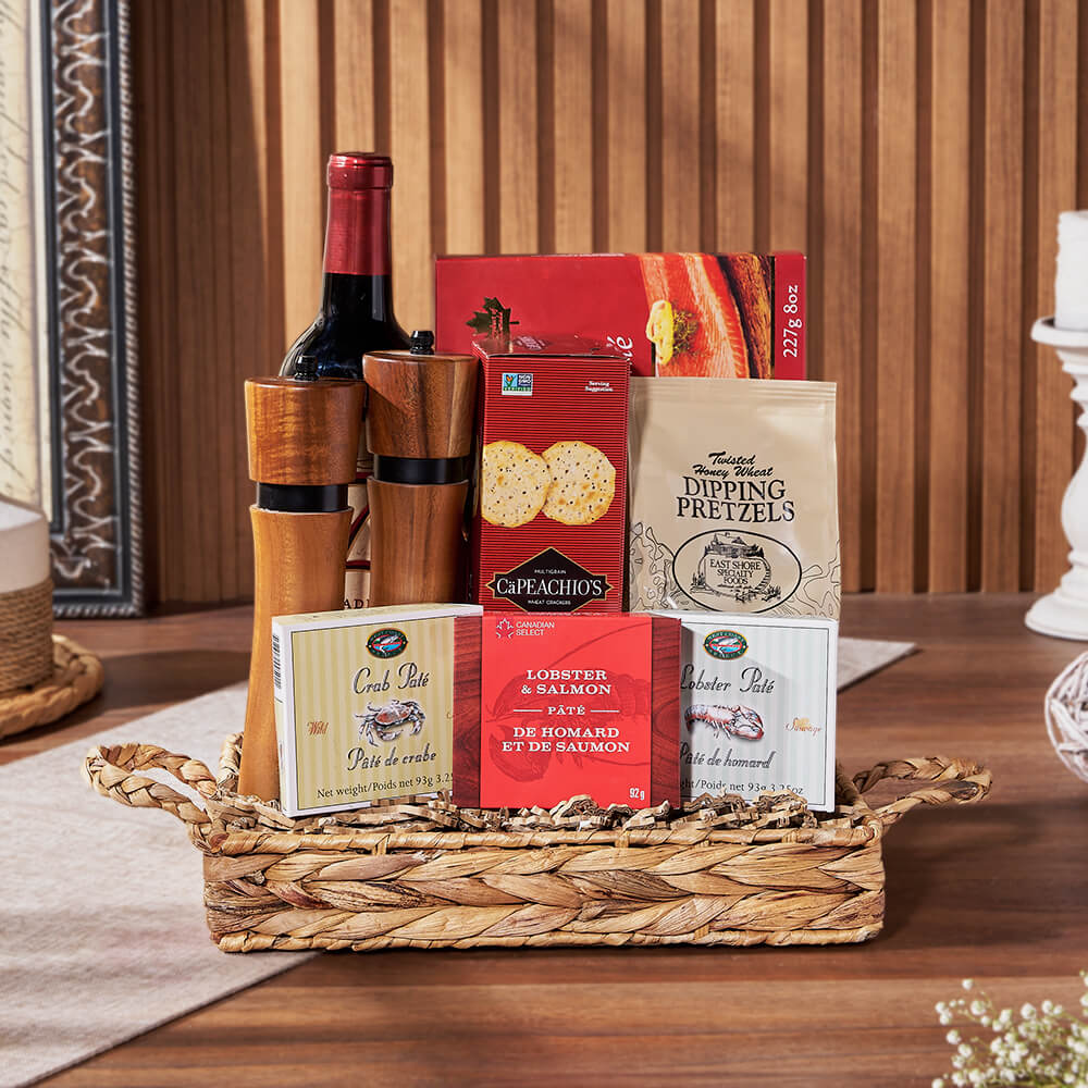 Woven Tray Wine and Snacks – how the gift is presented
