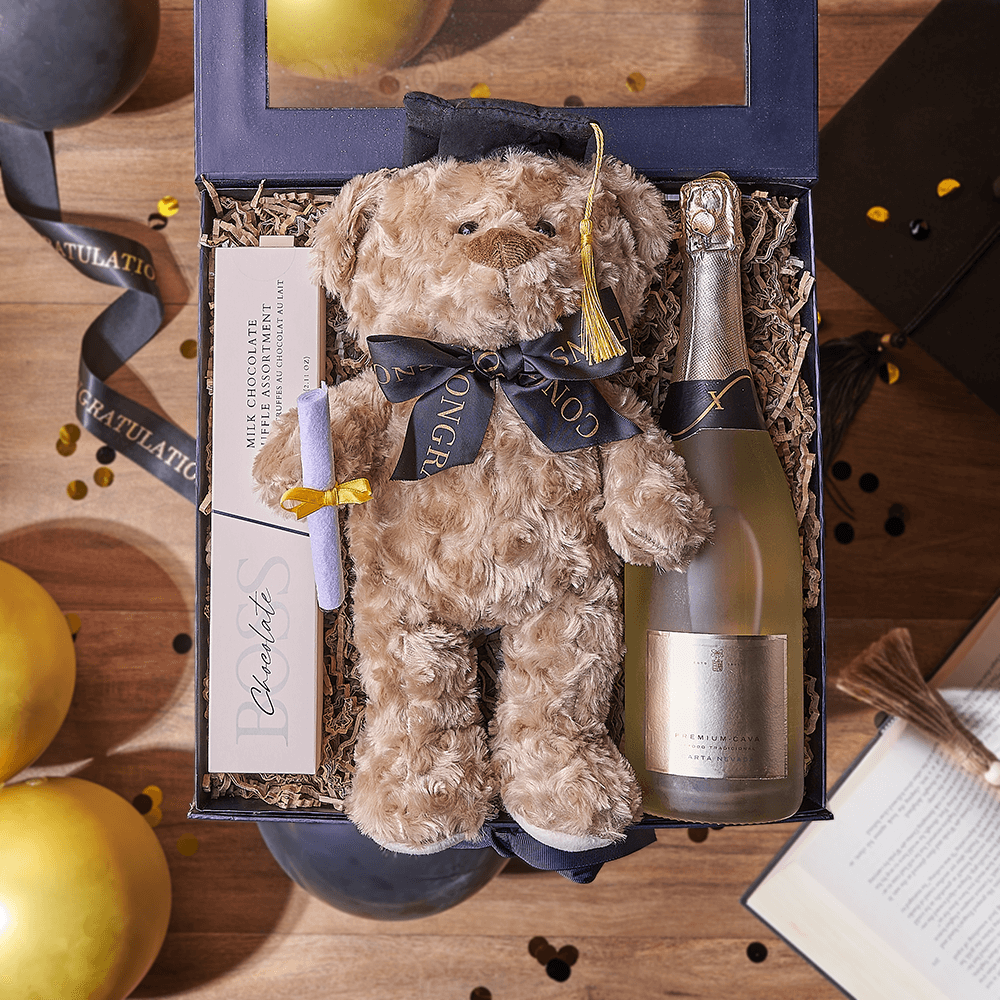 Sparkling Wine Graduation with Truffles – how the gift is presented
