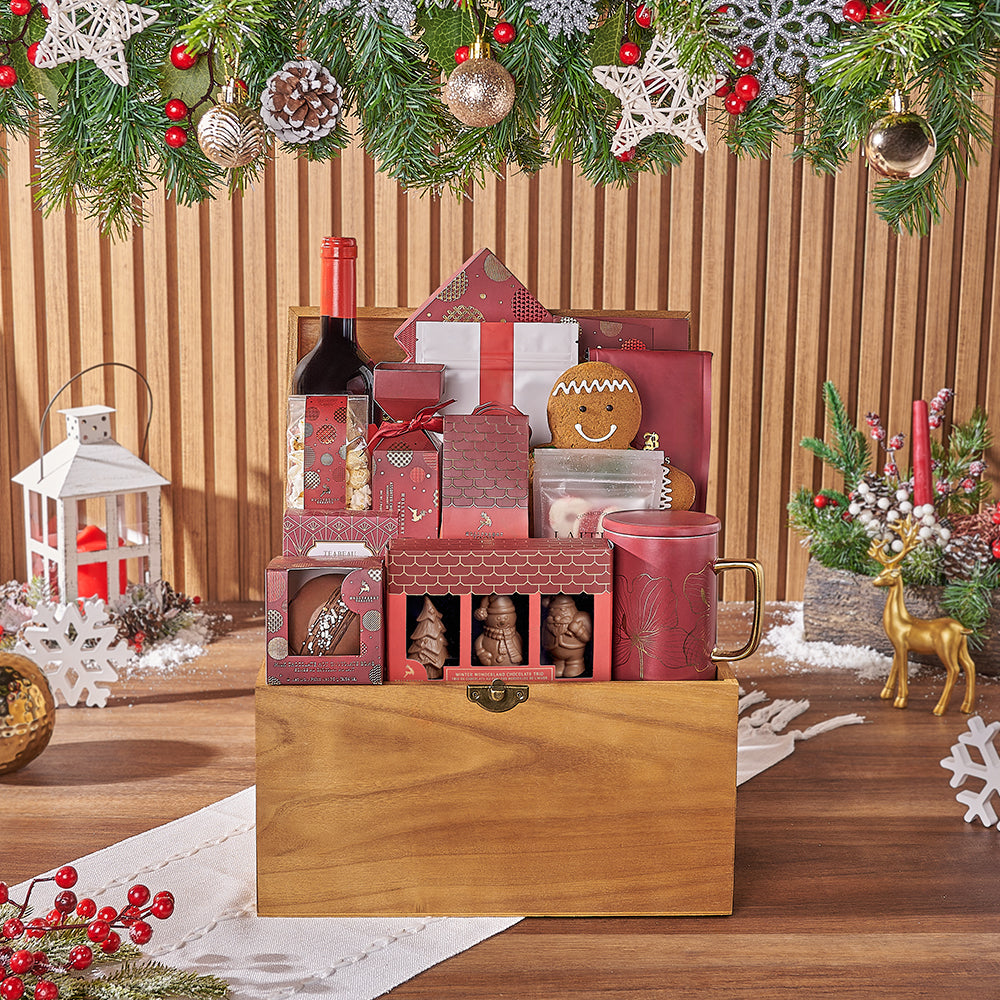 Wine Gift Basket with Chocolate Mug – how the gift is presented