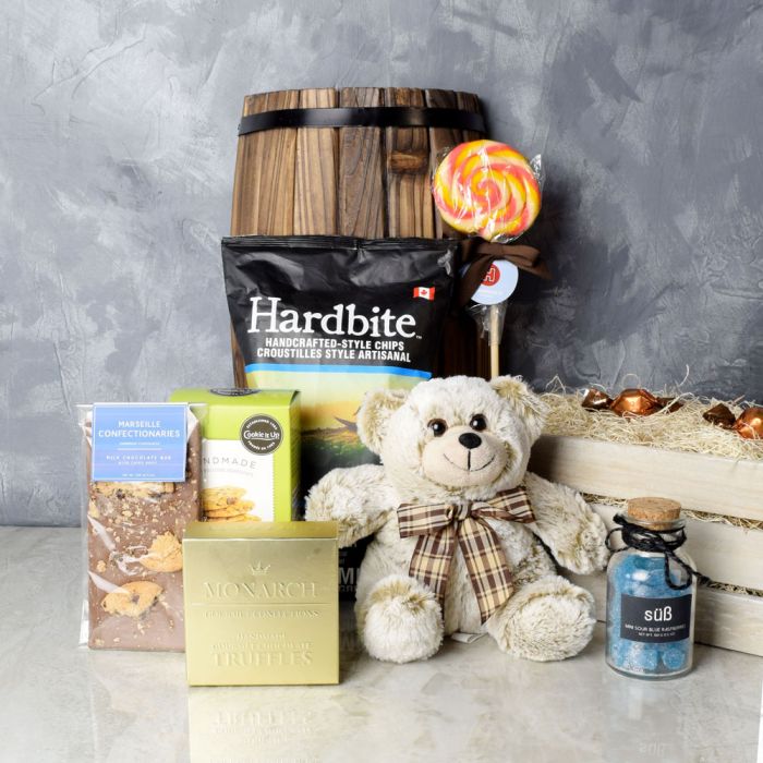 Plush Bear Snack Gift Crate – how the gift is presented