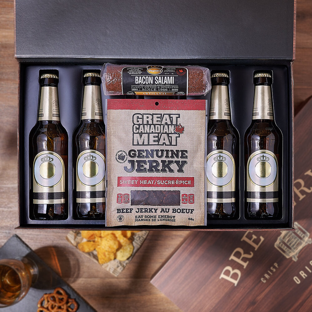 Beer Selection with Meat Snacks – how the gift is presented