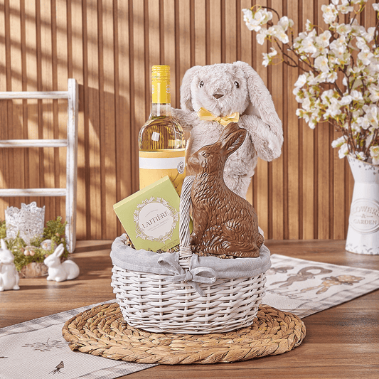 Easter Bunny Wine & Chocolate Basket, easter gift, easter, wine gift, wine, chocolate gift, chocolate, Washington delivery