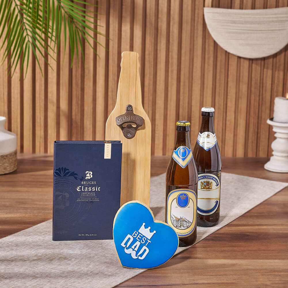 Father's Day Beer Basket and Treats – how the gift is presented