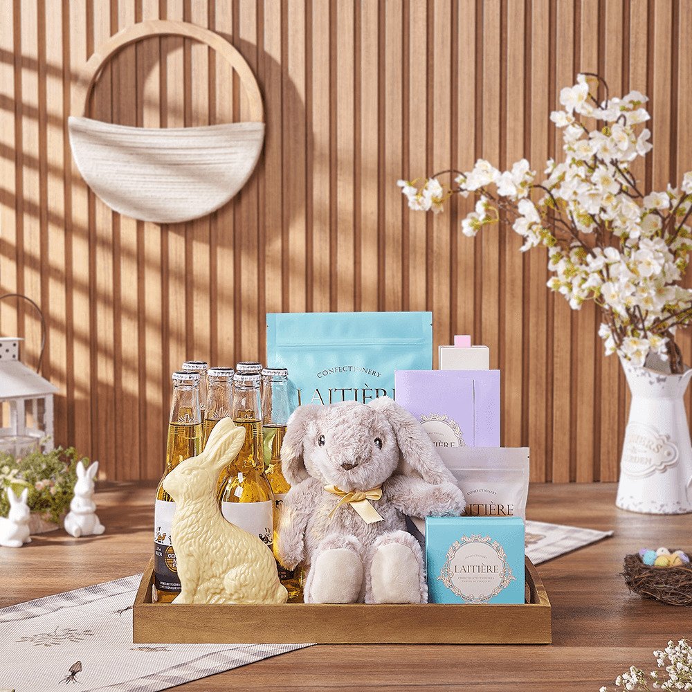 Easter Beer and White Chocolate Tray – how the gift is presented