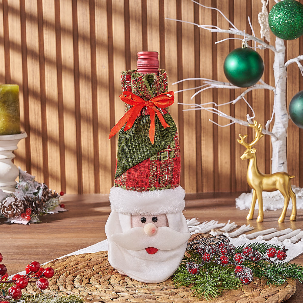Holiday Wine and Santa Bag – how the gift is presented