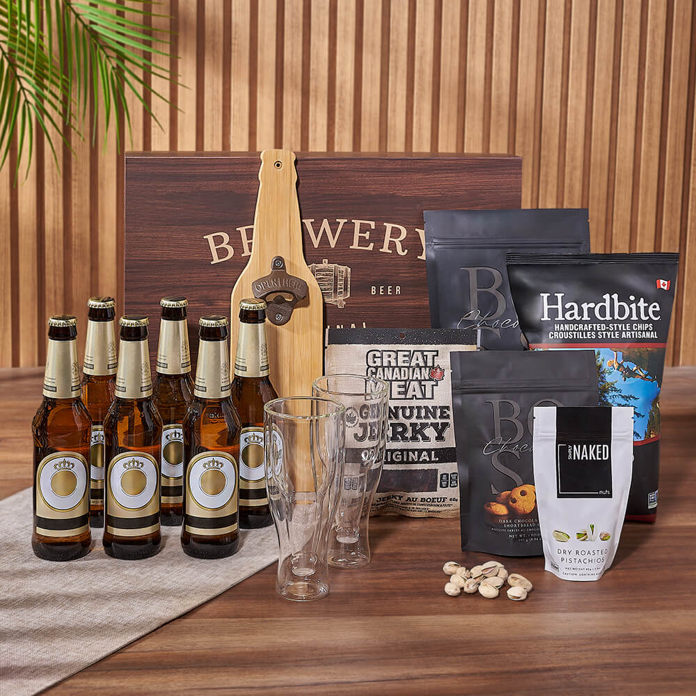 Beer and Popcorn Snack Gift Basket – how the gift is presented