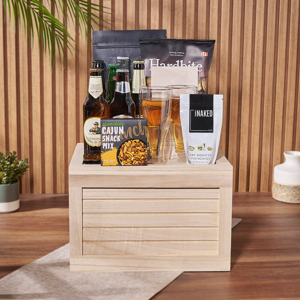 Beer and Chocolate Snack Crate – how the gift is presented