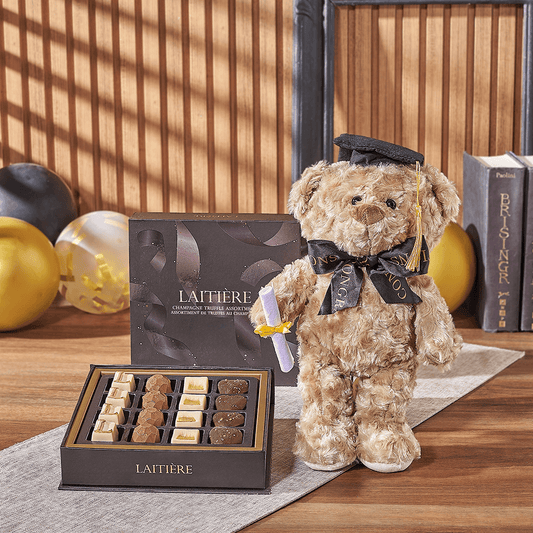 Graduation Bear & Truffle Gift, chocolate gift, chocolate, graduation gift, graduation, plush gift, plush, Washington delivery