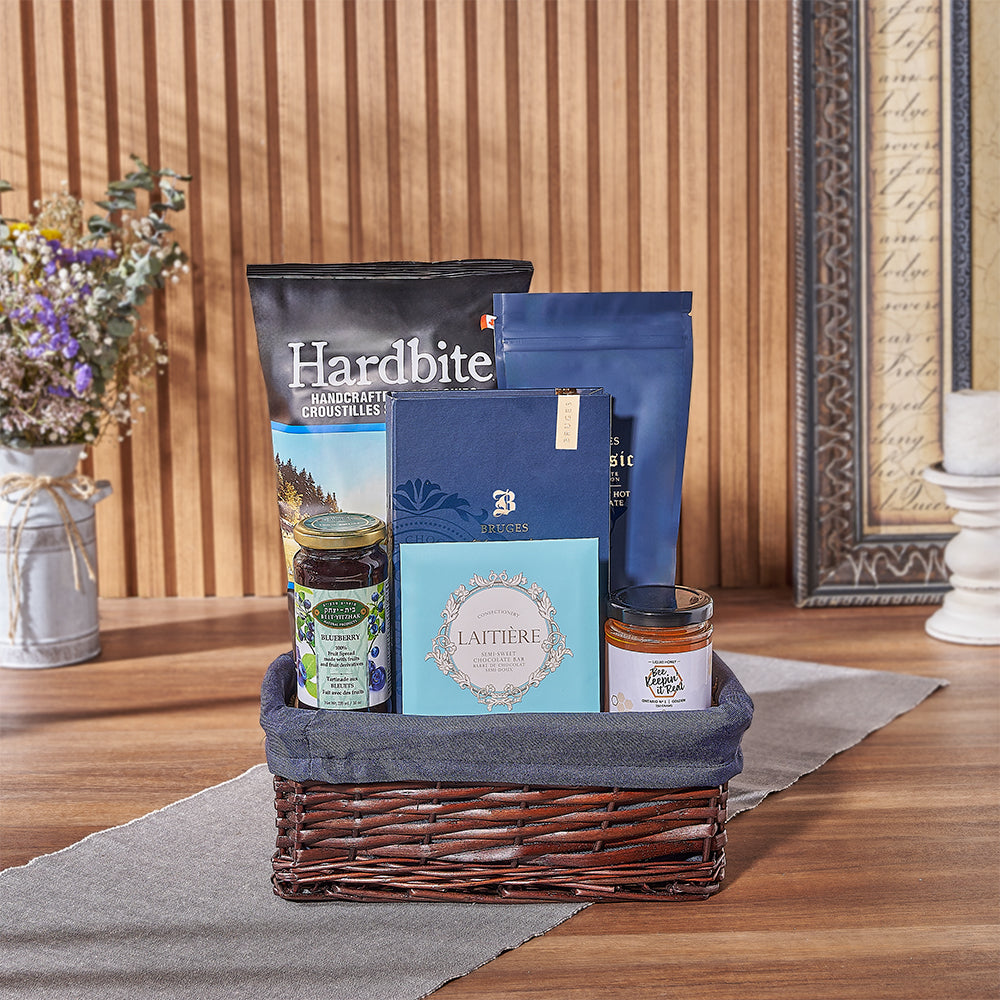 Kosher Hanukkah Gourmet Treats Gift Basket – how the gift is presented