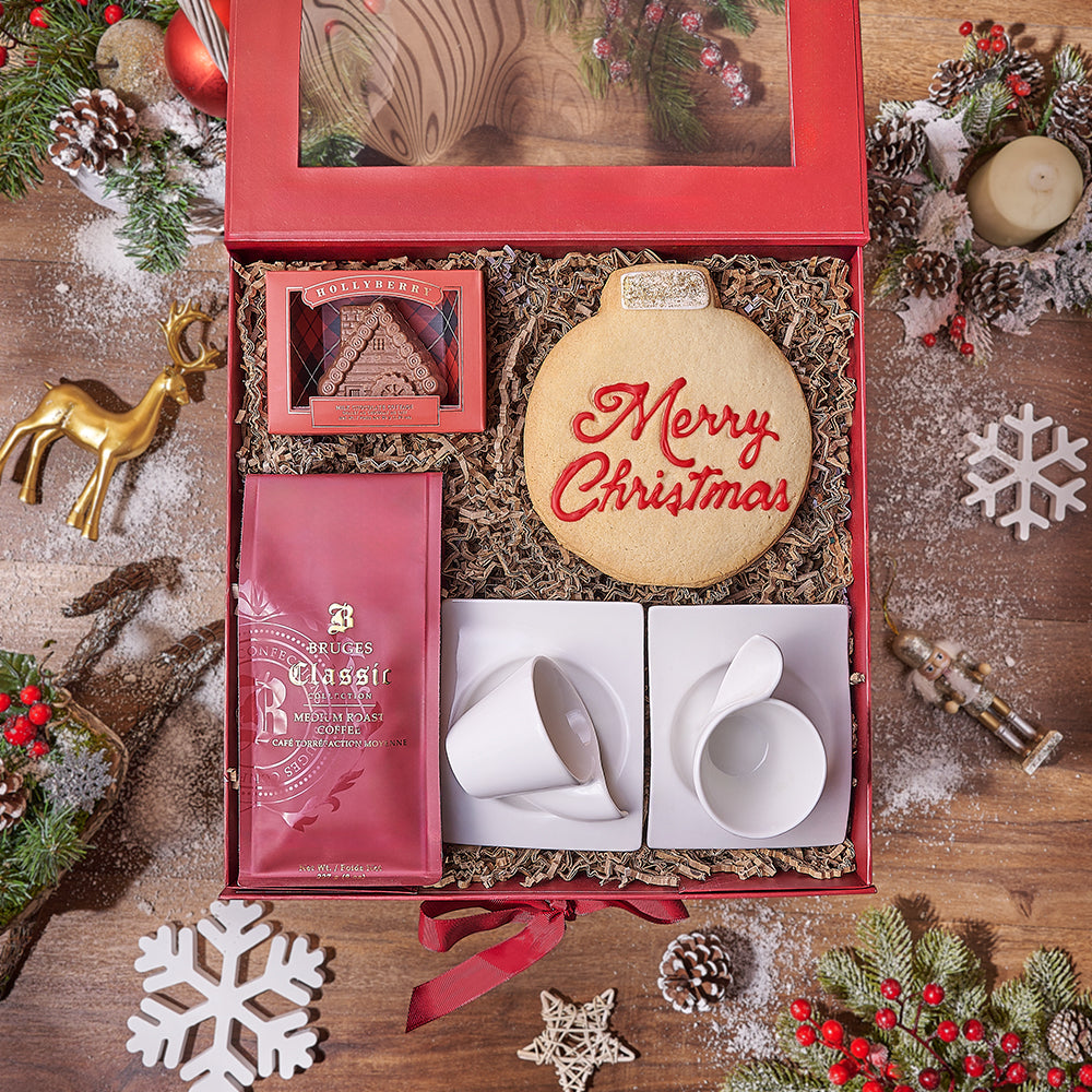 Coffee Gift Basket with Espresso Cups – how the gift is presented