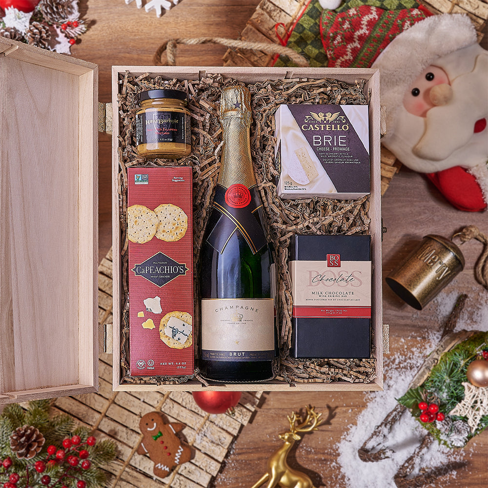 Wine and Brie Sparkling Gift – how the gift is presented