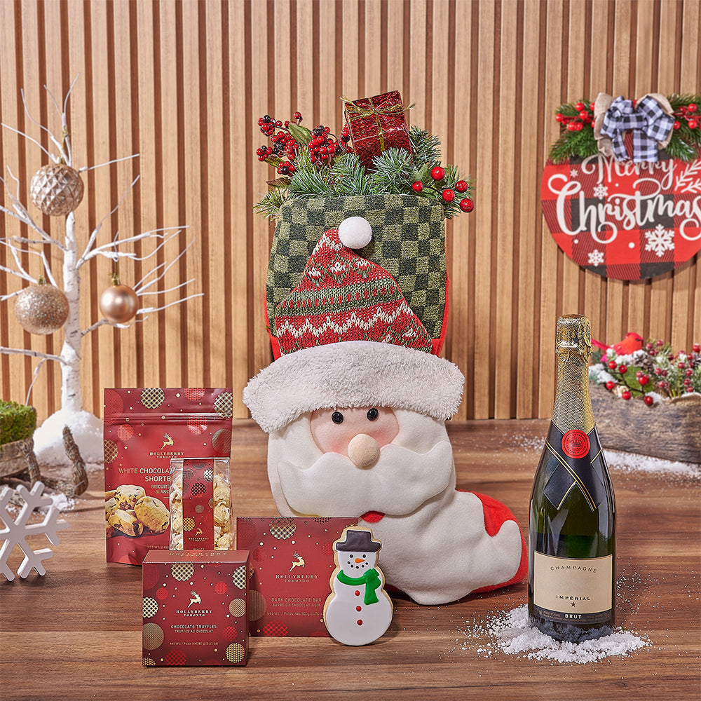 Festive Sparkling Wine and Christmas Stocking – how the gift is presented
