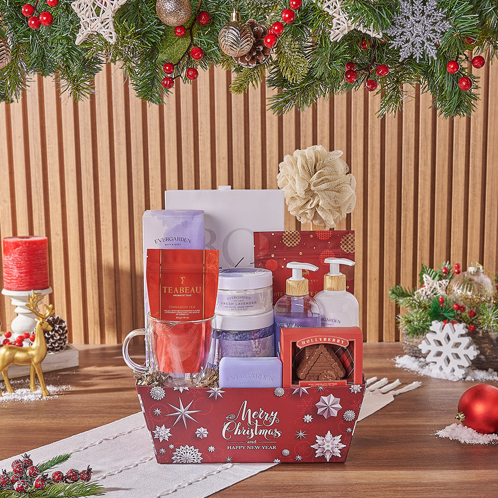Holiday Teatime Spa Gift, Christmas gift, Christmas, spa gift, spa, chocolate gift, chocolate, tea gift, tea, Washington  delivery