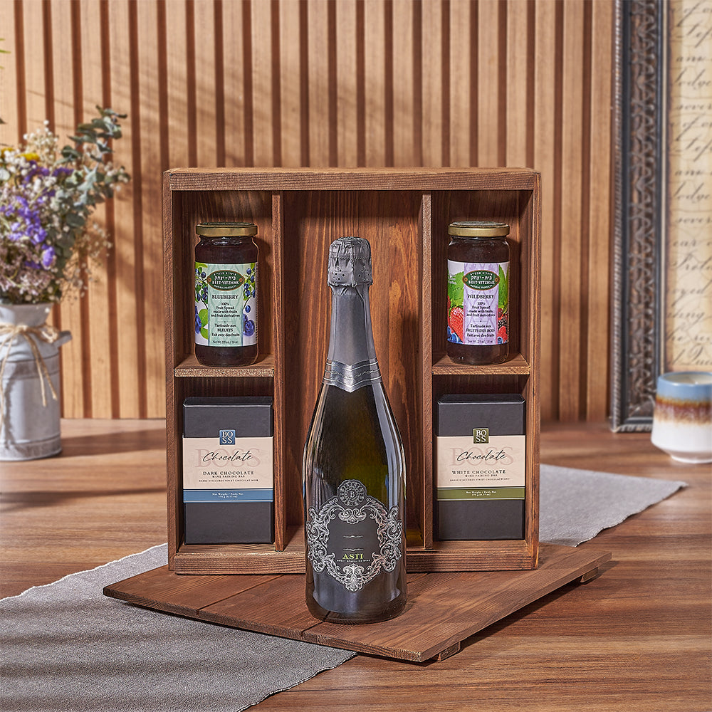 Sparkling Wine and Kosher Fruit Box – how the gift is presented