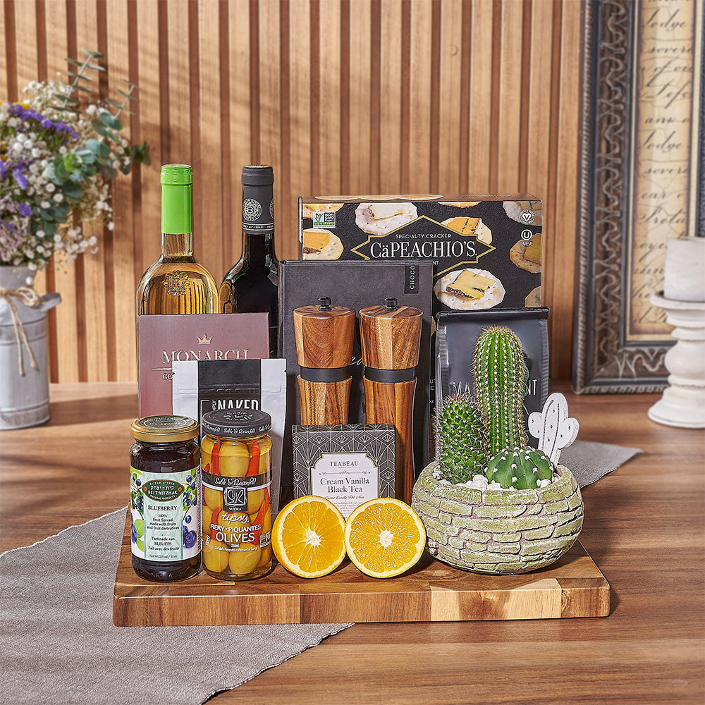 Deluxe Two-Bottle Kosher Wine Basket – how the gift is presented