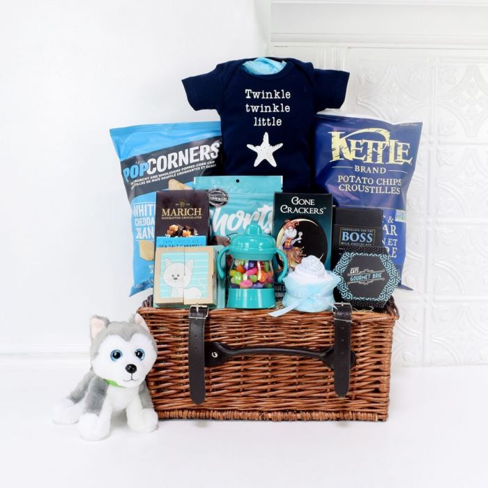 Baby Shower Plush Husky Basket – how the gift is presented