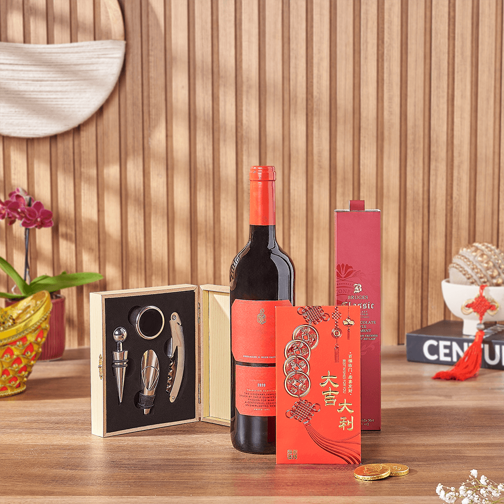 Lunar New Year Wine Truffle Gift – how the gift is presented