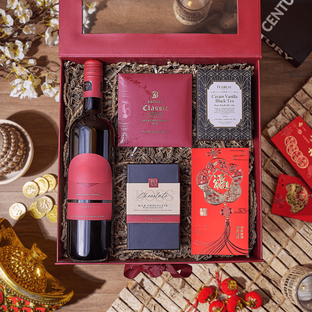 Lunar New Year Wine & Tea Box, wine gift, wine, chinese new year gift, chinese new year, lunar new year gift, lunar new year, Washington delivery