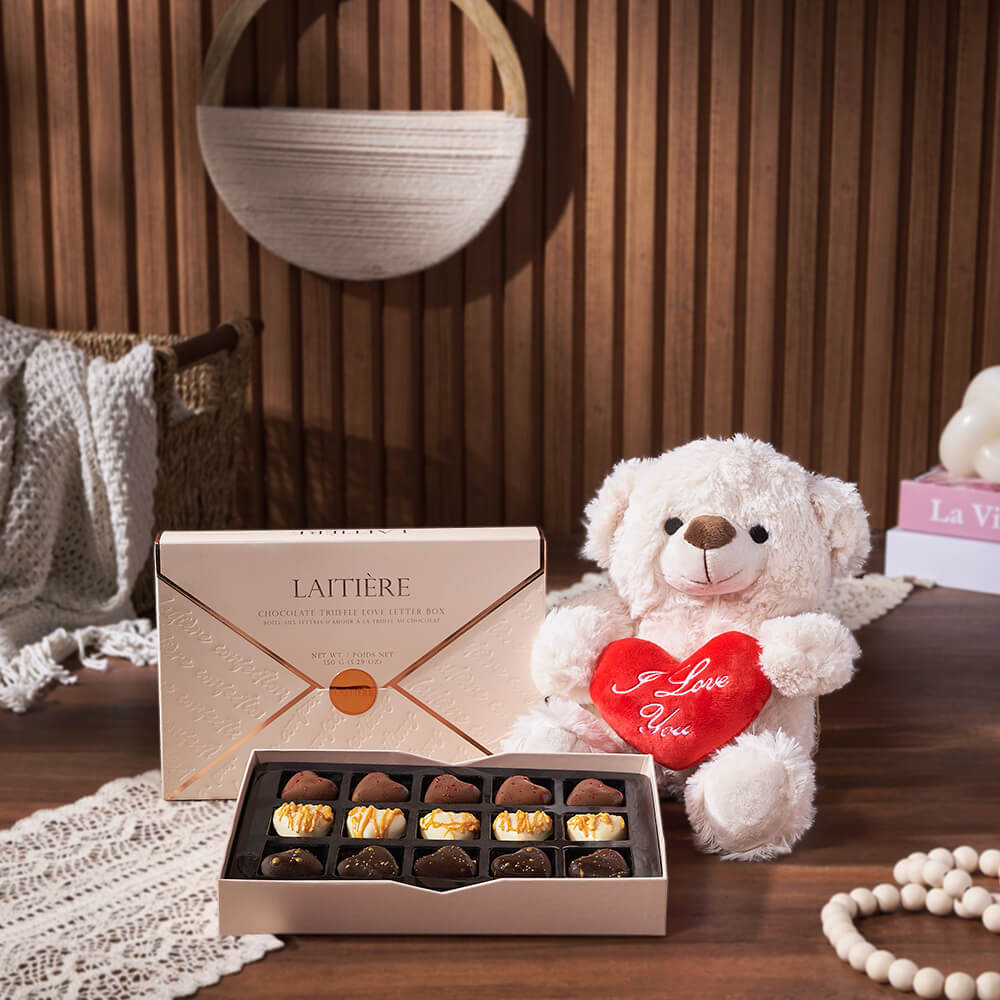 Truffle Love Letter and Bear Set – how the gift is presented