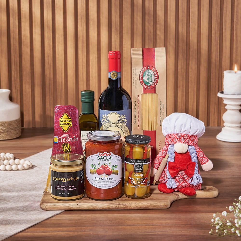 Italian Wine with Plush Chef Gift – how the gift is presented
