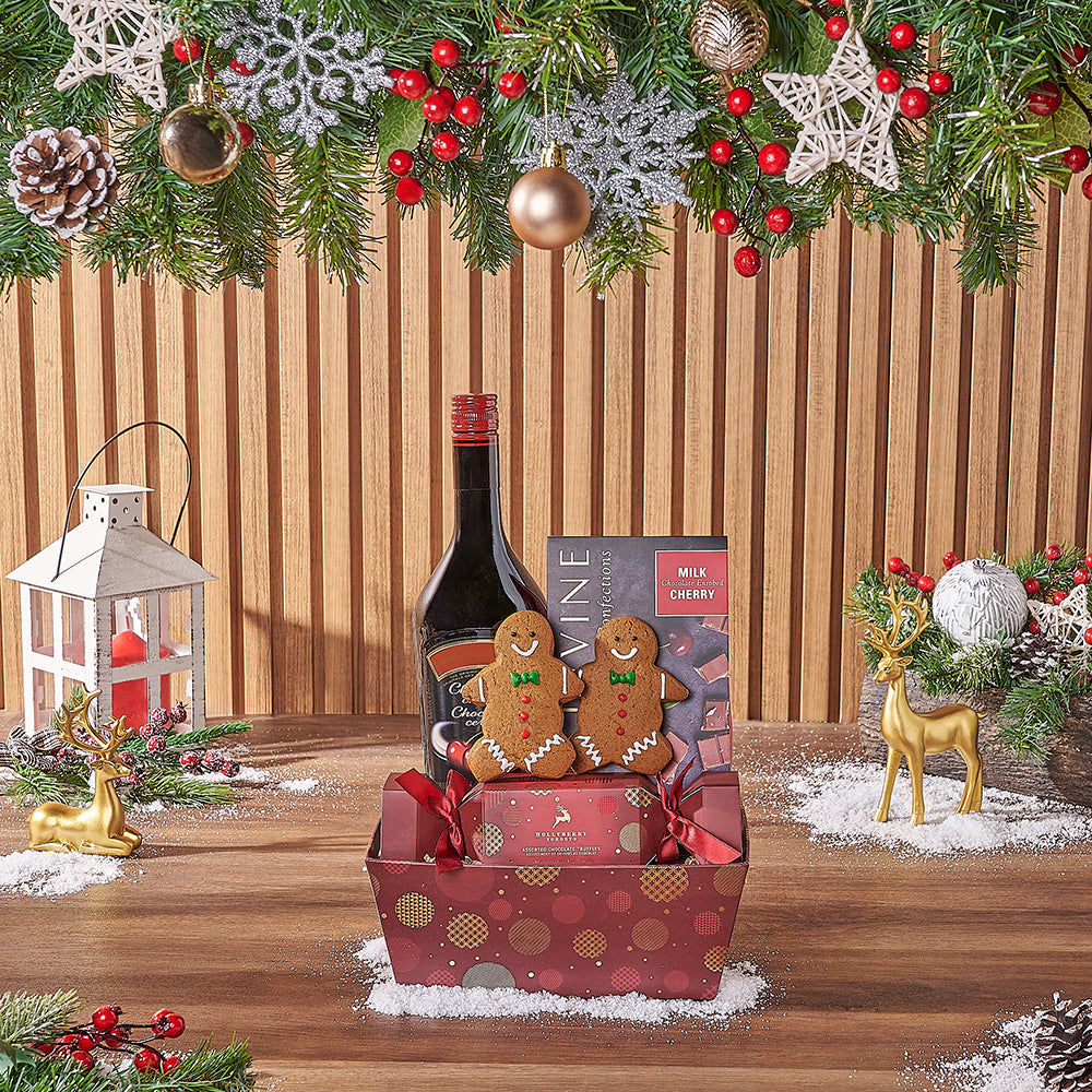 Festive Vodka and Chocolate Tray – how the gift is presented