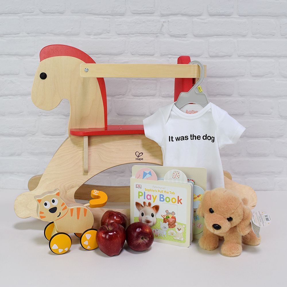 Baby Onesie and Toy Basket – how the gift is presented