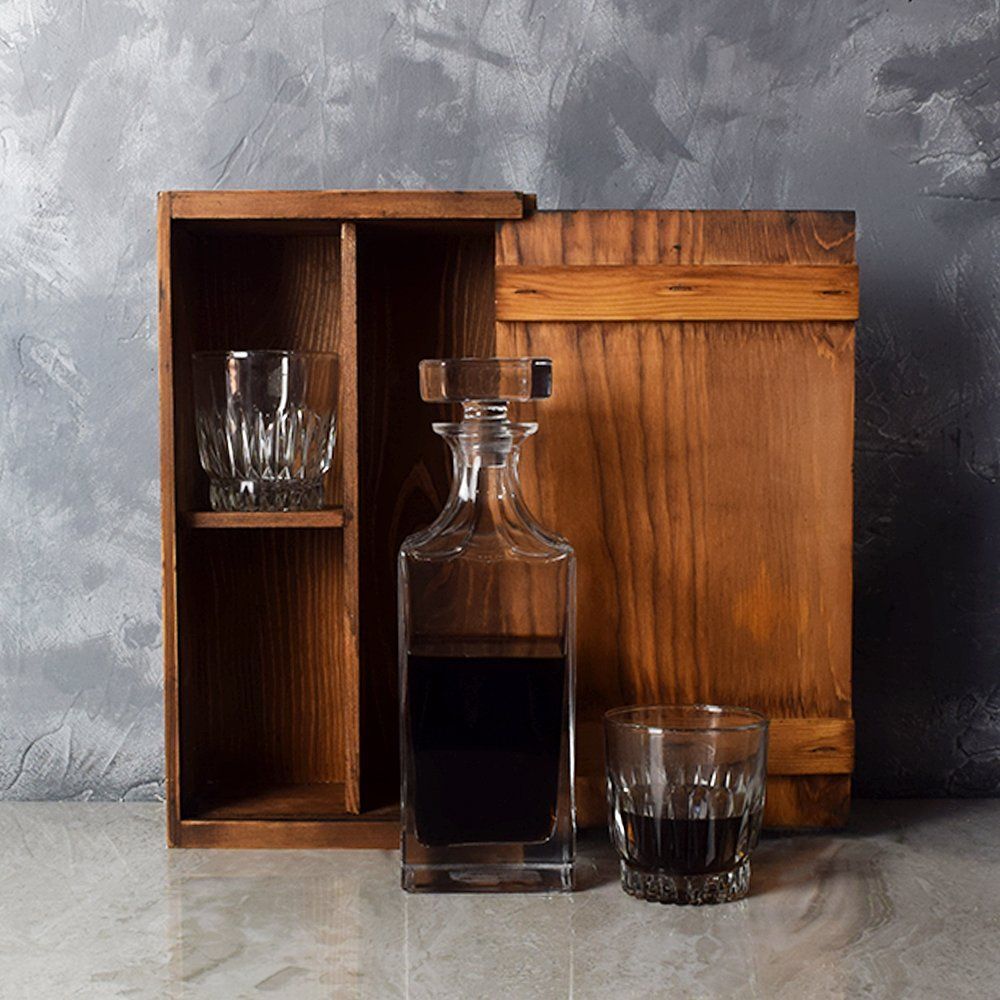 Rustic Decanter Gift Set from Washington Baskets - Liquor Gift Basket - Washington Delivery