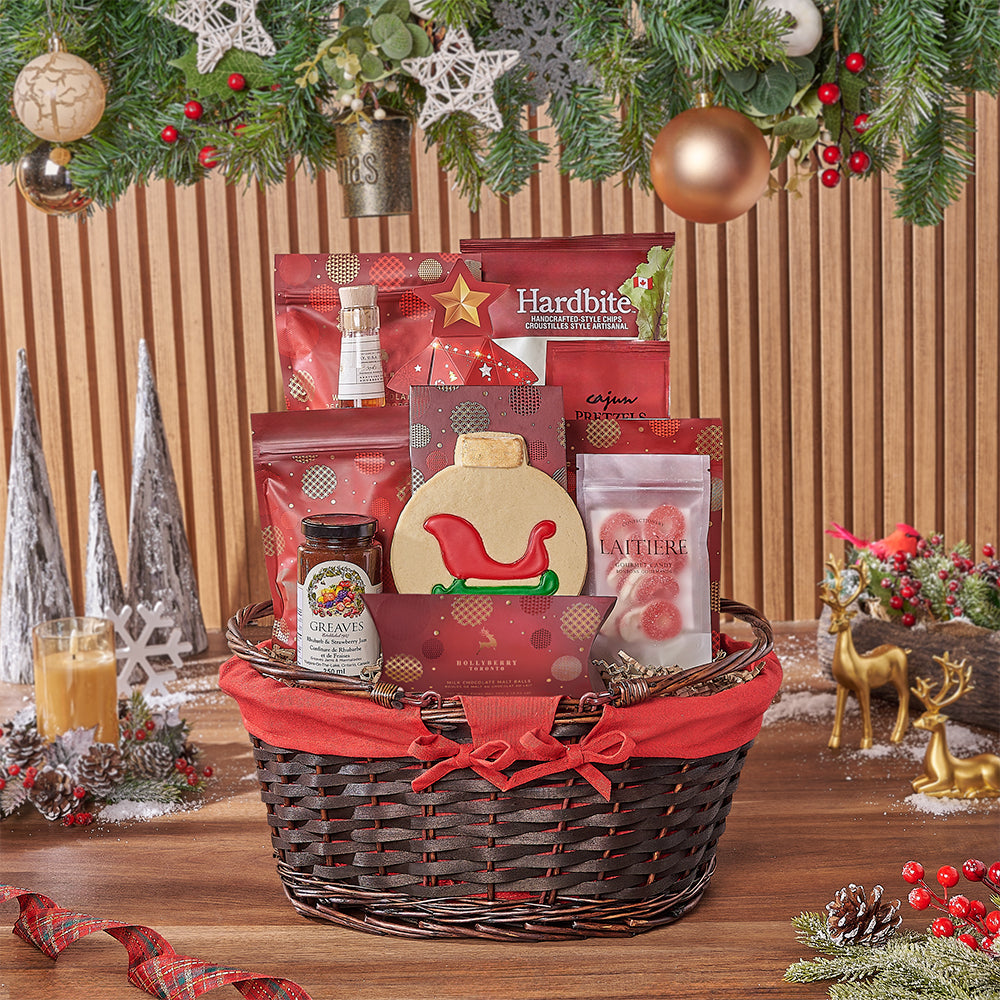 Whiskey Holiday Snack Basket – how the gift is presented
