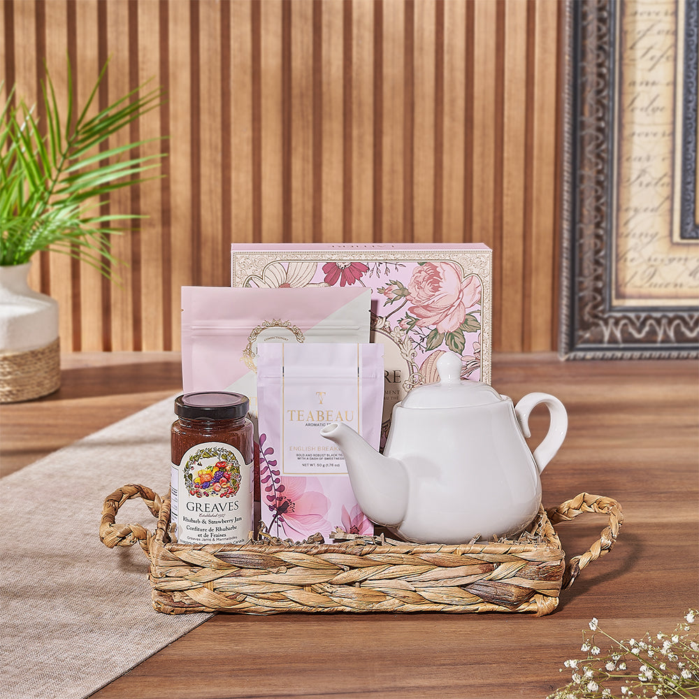 Charming Tea Pot Gift Basket – how the gift is presented