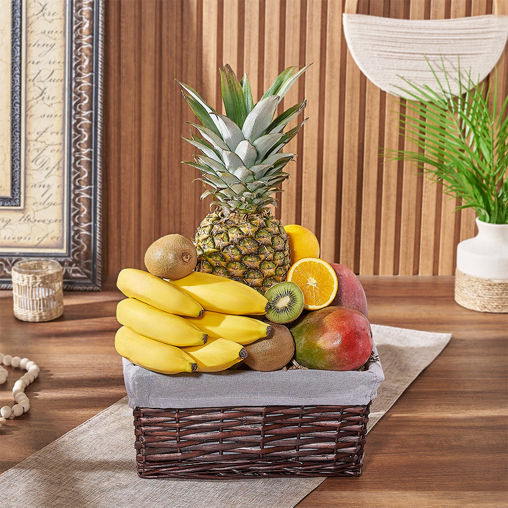 Grey Split Willow Tropical Fruit Gift – how the gift is presented