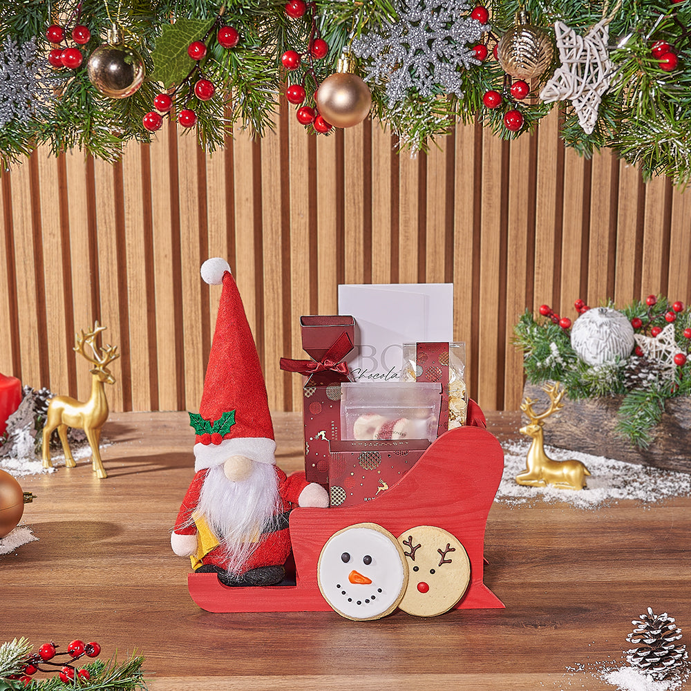 Christmas Sleigh Treats Gift Basket – how the gift is presented