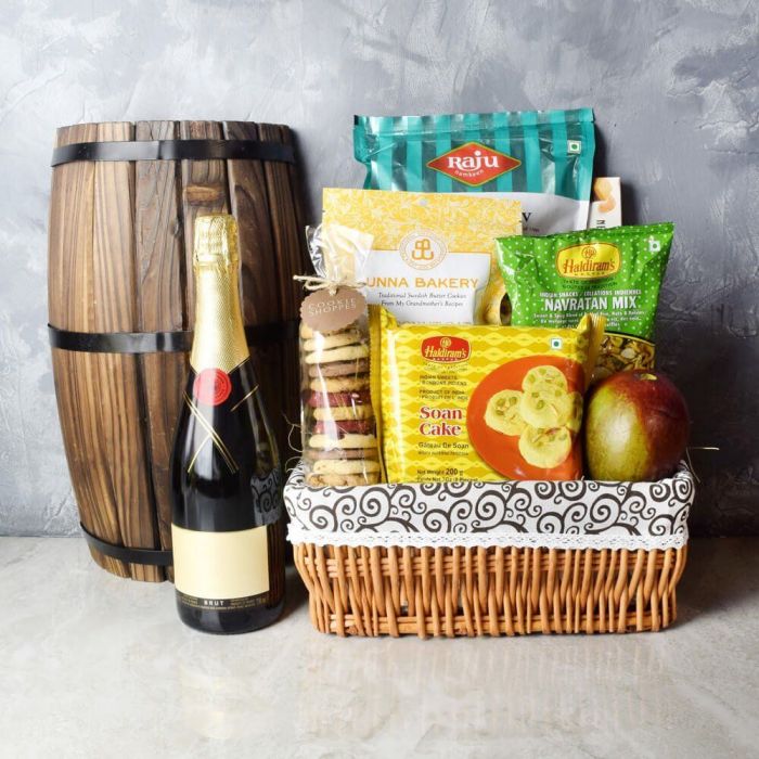 Champagne and Snacks Diwali Gift – how the gift is presented