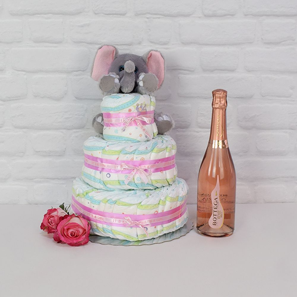 New Baby Cake with Champagne – how the gift is presented