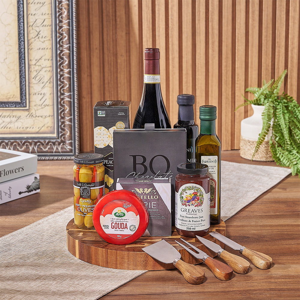 Wine and Cheese with Dark Truffles – how the gift is presented