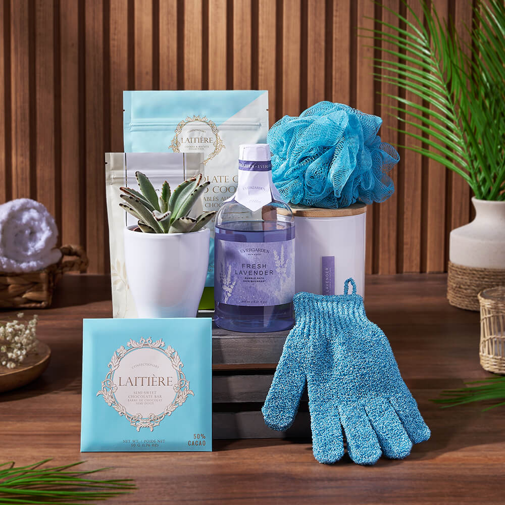 Chocolate and Spa Wooden Crate – how the gift is presented