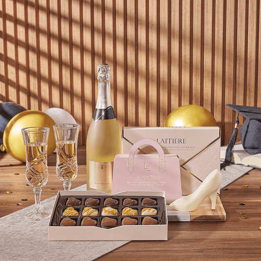 Bubbly Graduation Gift, graduation gift, graduation, chocolate gift, chocolate, champagne gift, champagne, sparkling wine gift, sparkling wine, Washington delivery